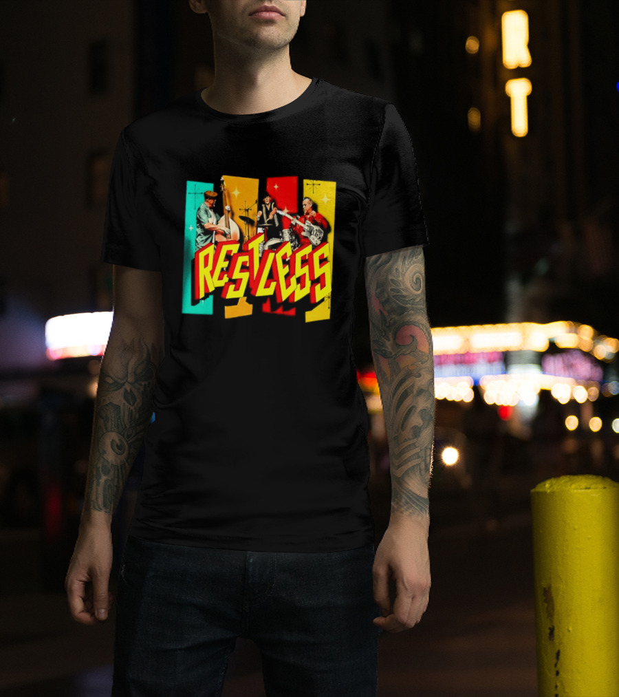 Restless Band Rockabilly Psychobilly Music Members Colorful Performance T-Shirt