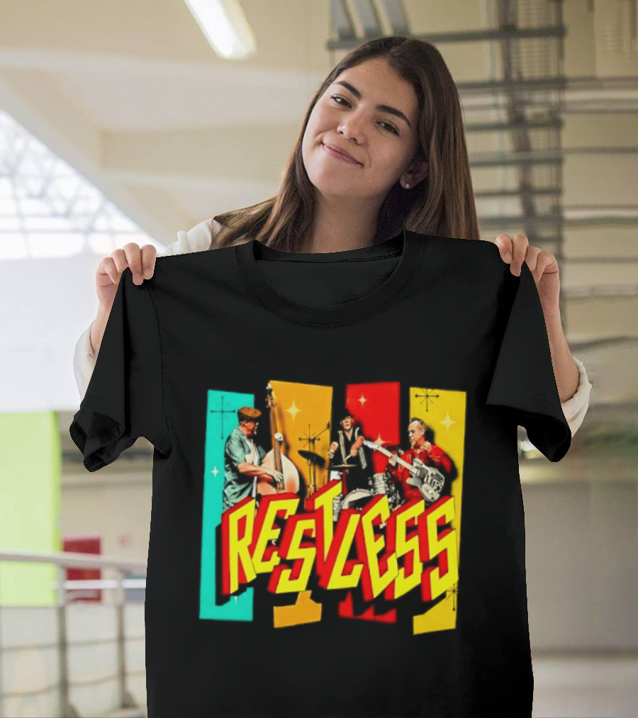 Restless Band Rockabilly Psychobilly Music Members Colorful Performance T-Shirt