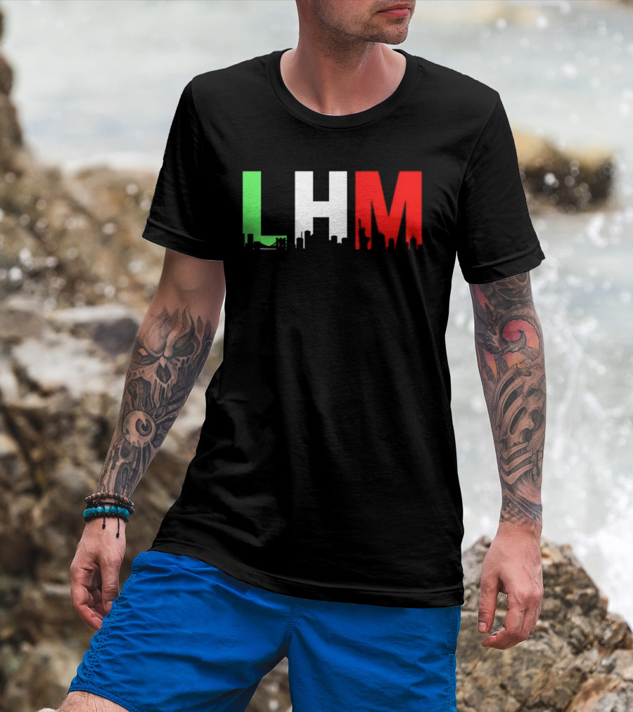 Stream Yvng Mobster LHM NYC Skyline Green White Red Drip Letters T-Shirt