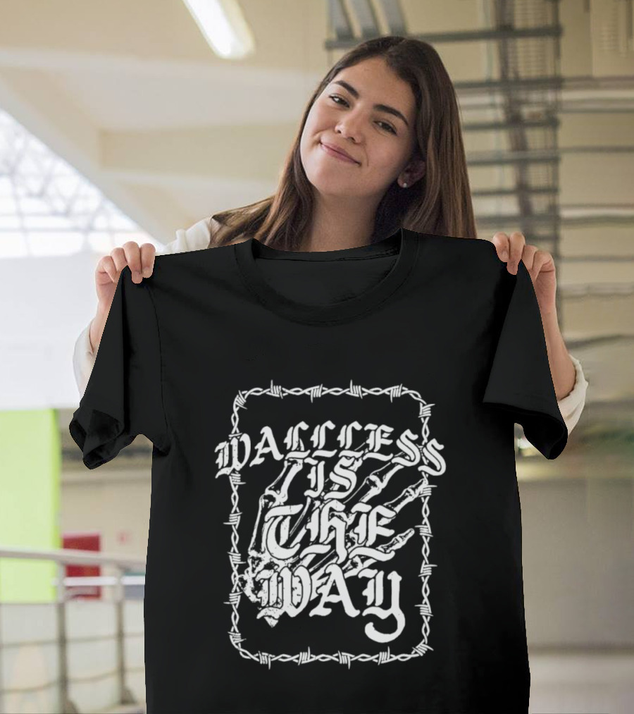 Wallless Is The Way Adam Wacker X WhiteCrayon Collaboration Barbed Skeleton T-Shirt