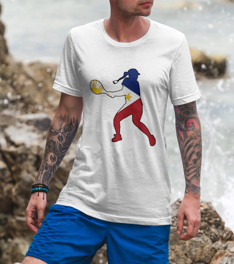 Alexandra Eala Tennis Player Silhouette Philippines Flag T-Shirt