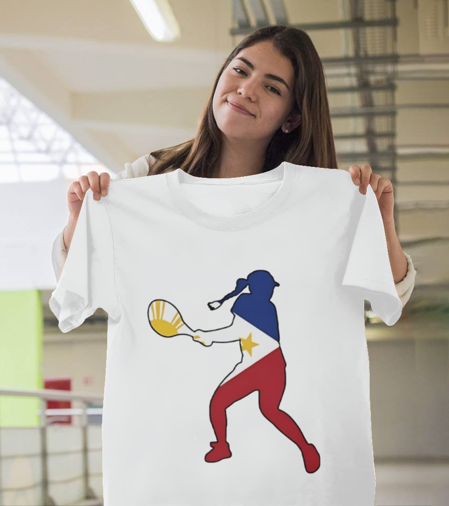 Alexandra Eala Tennis Player Silhouette Philippines Flag T-Shirt