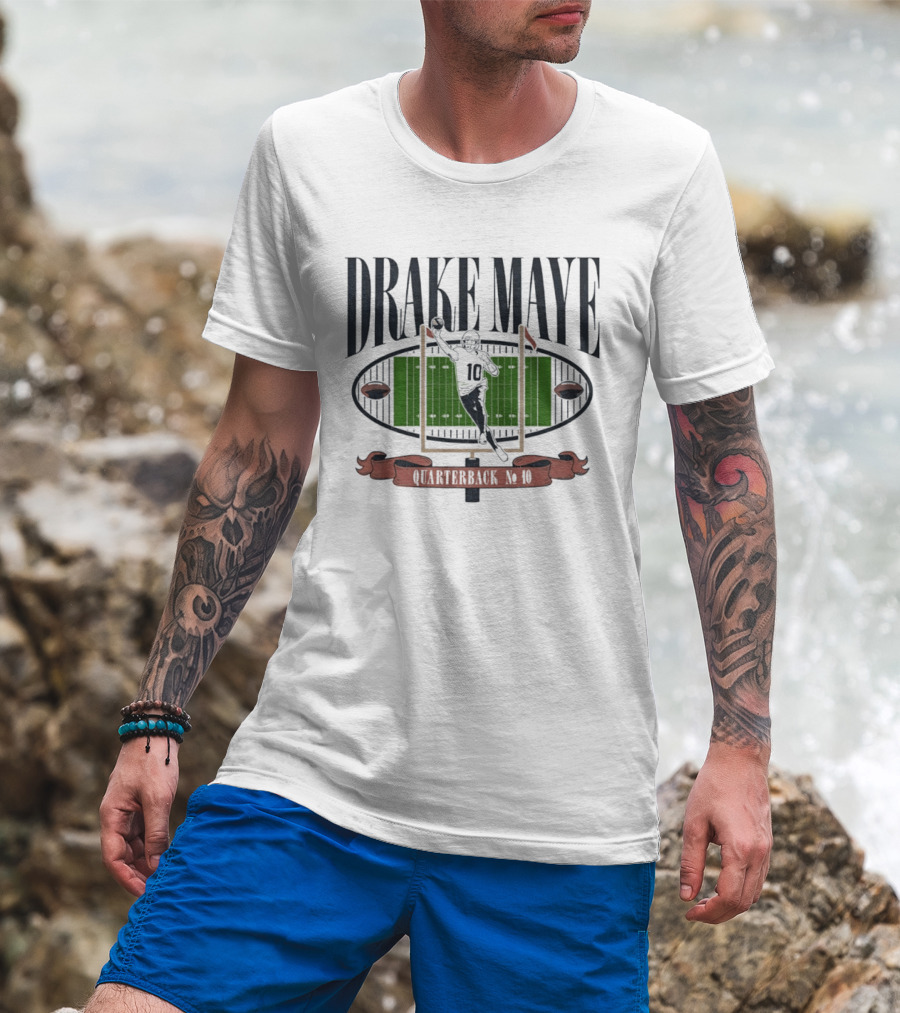 Drake Maye Quarterback No. 10 Football Gridiron Standouts T-Shirt