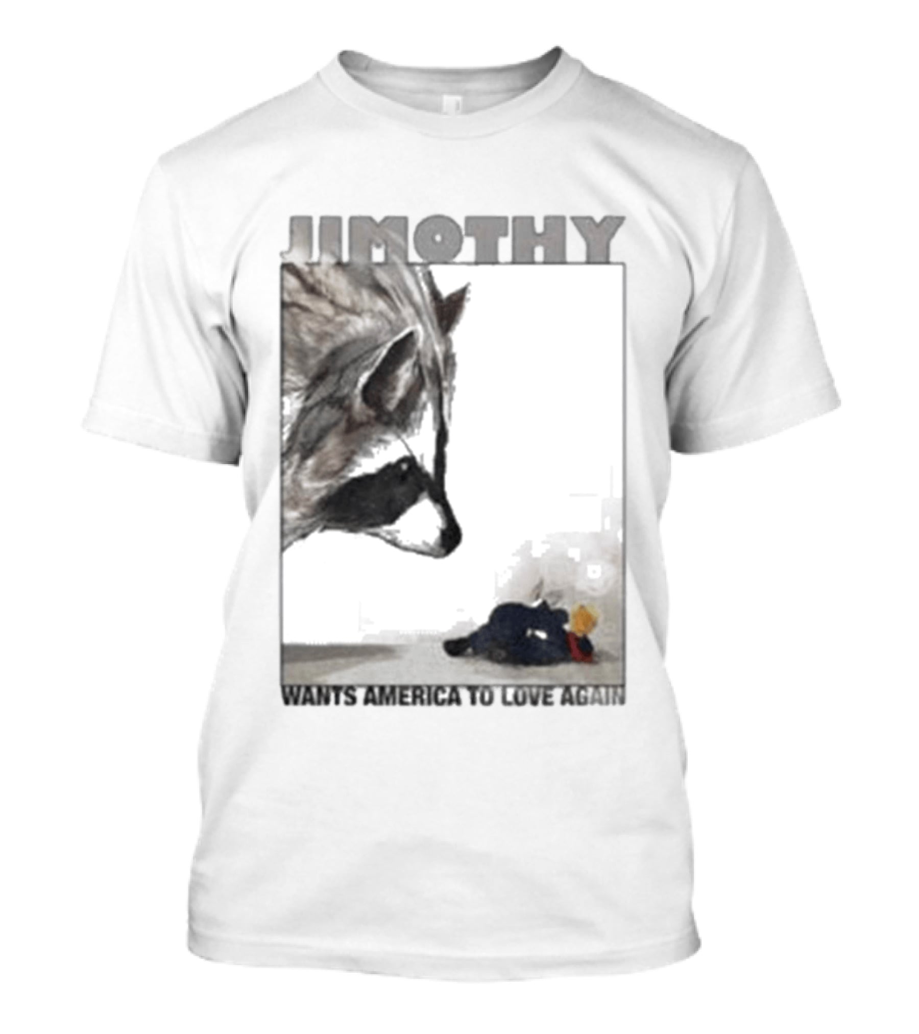 Jimothy Raccoon Wants America To Love Again Patriotic Message T-Shirt