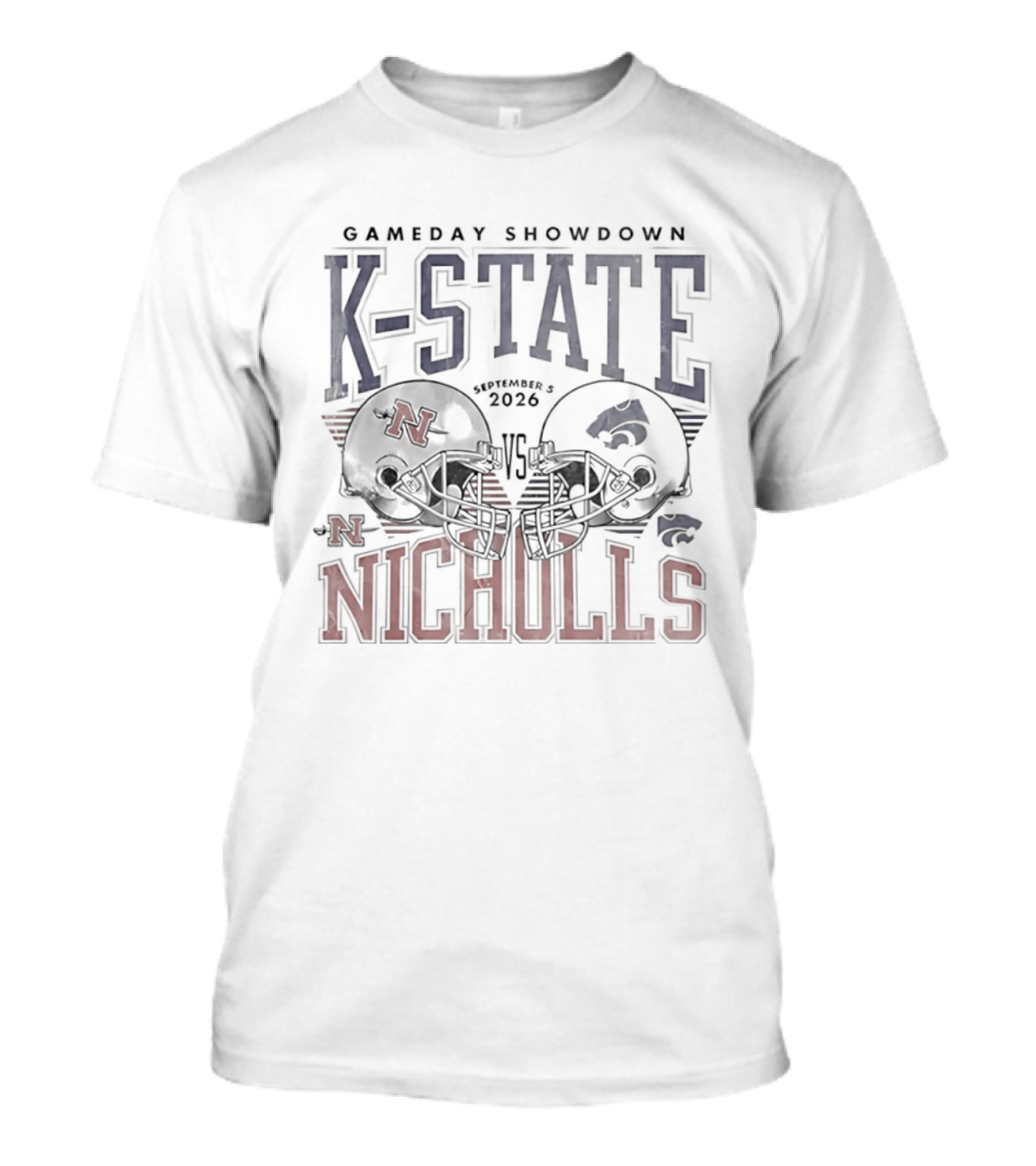 K State Gameday Showdown 2026 Vs Nicholls Helmets T-Shirt