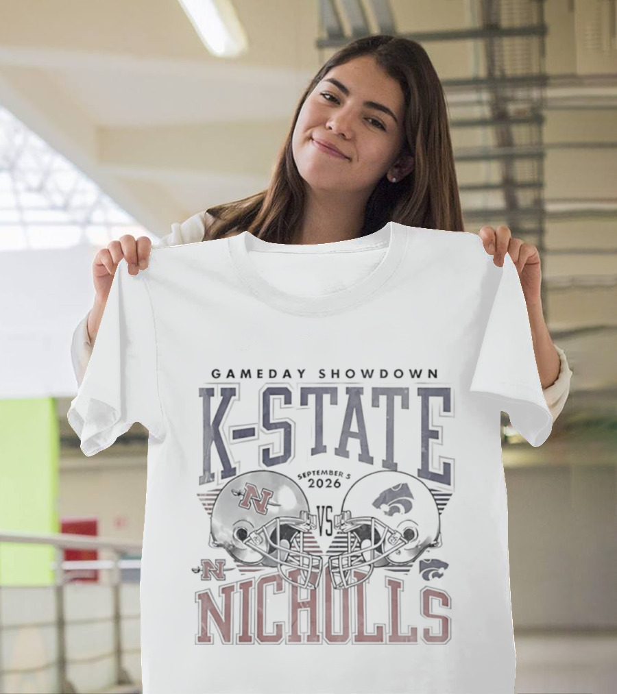 K State Gameday Showdown 2026 Vs Nicholls Helmets T-Shirt