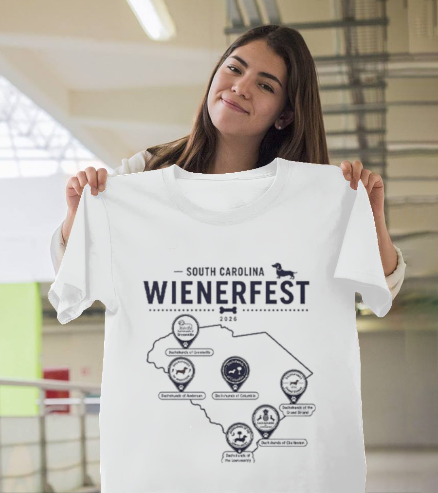 South Carolina Wienerfest 2026 Dachshund Festival Dog Lover Event Map T-Shirt