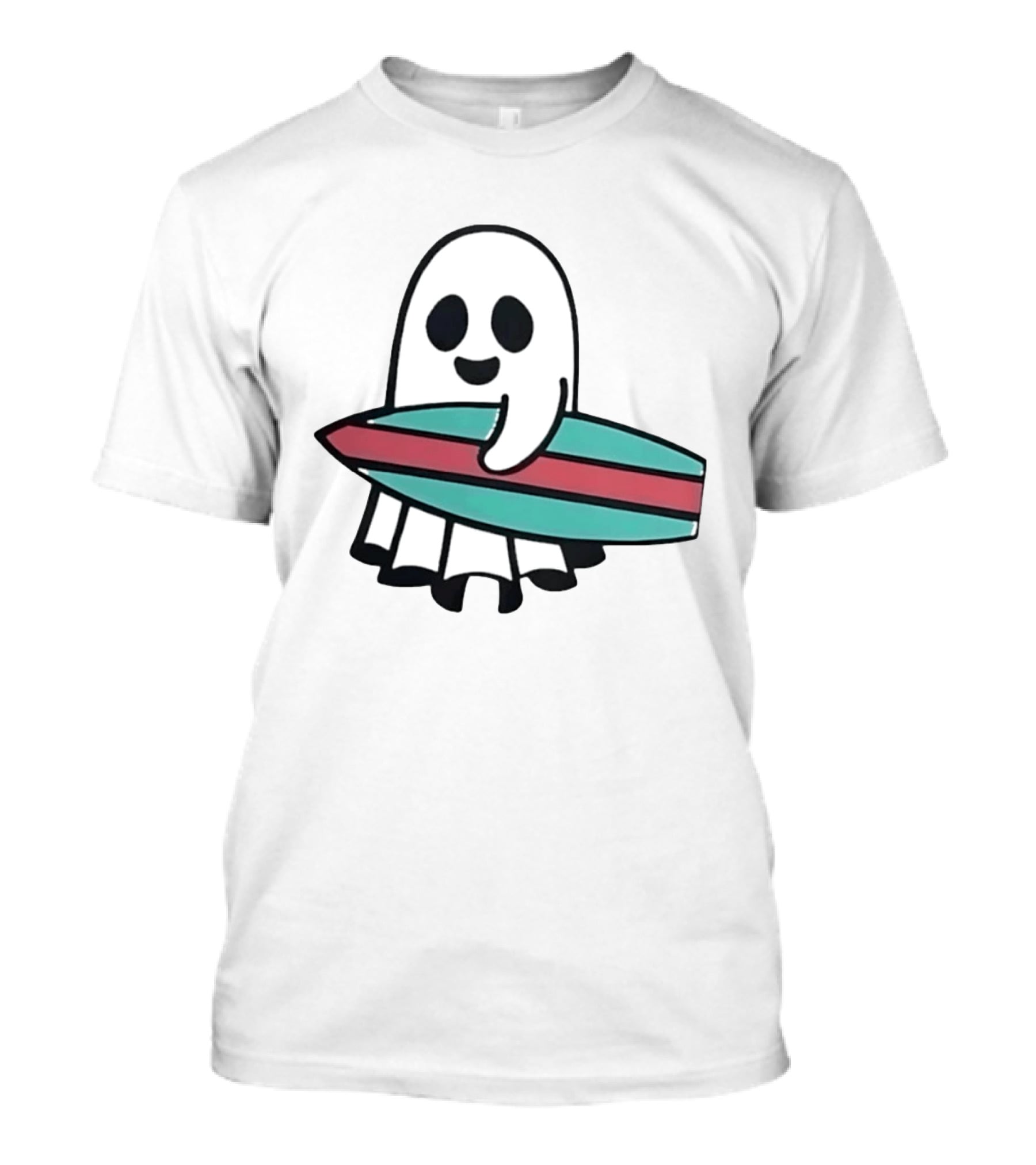 Ghost With Surfboard Adventure Surfing Ghost Fun T-Shirt