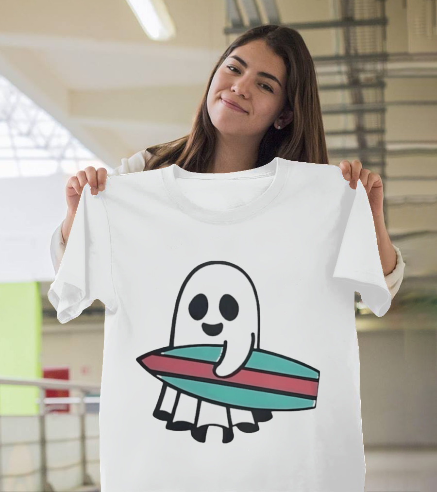 Ghost With Surfboard Adventure Surfing Ghost Fun T-Shirt