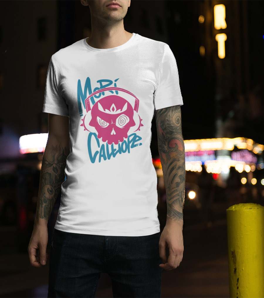Mori Calliope Pink Skull With Headphones T-Shirt