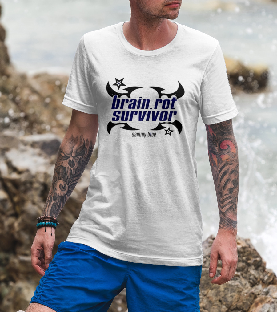 Brainrot Survivor Sammy Blue Stars Tribal T-Shirt