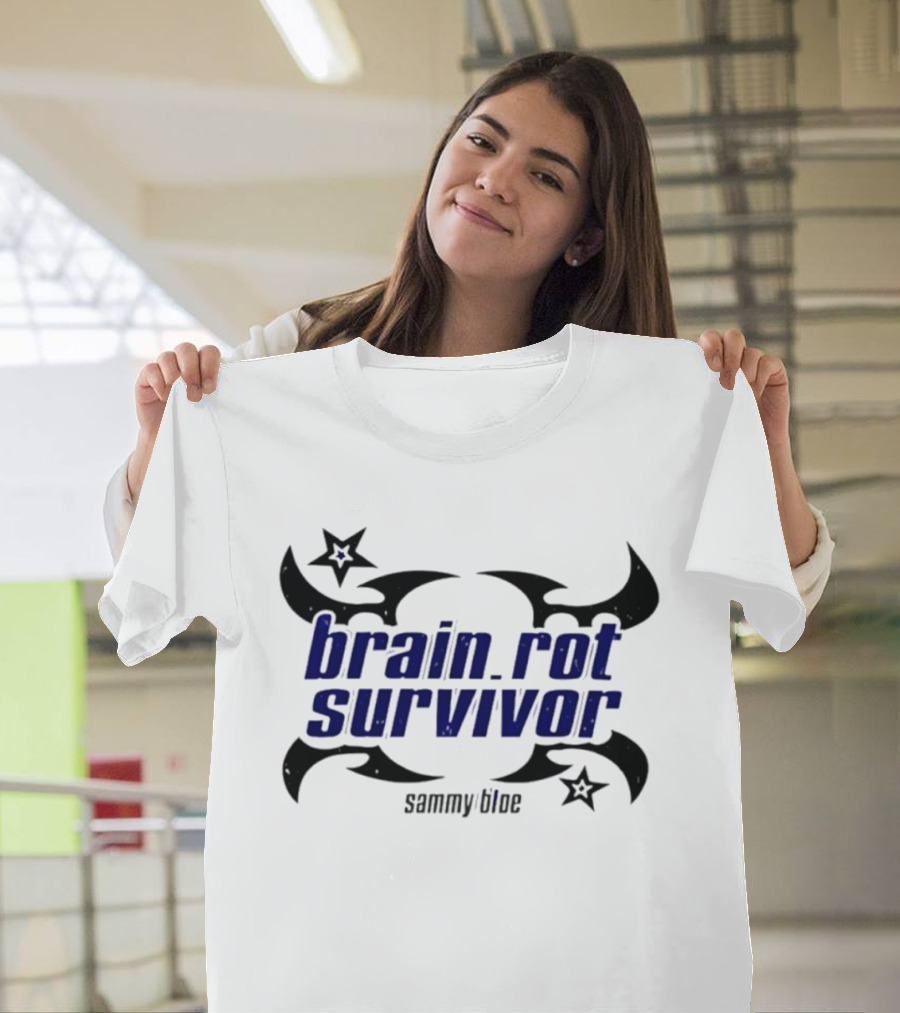 Brainrot Survivor Sammy Blue Stars Tribal T-Shirt