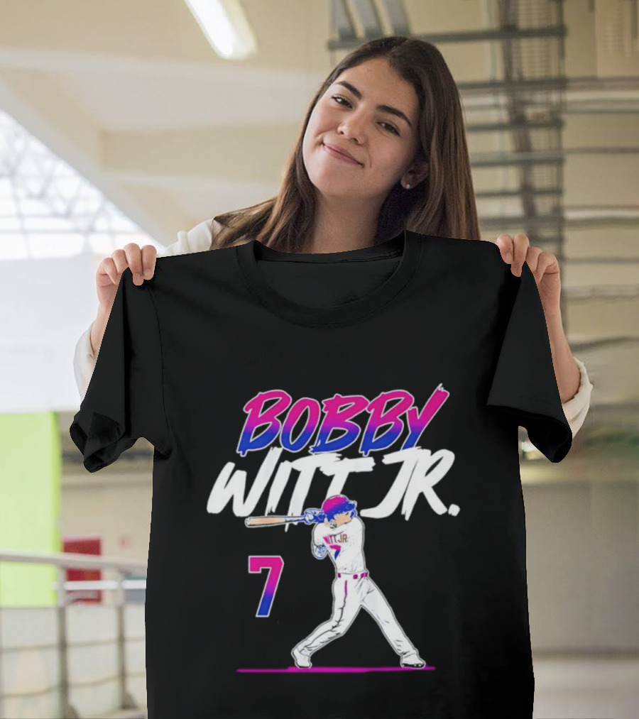 Bobby Witt Jr. 7 Kansas City Royals MLB Slugger Swing T-Shirt