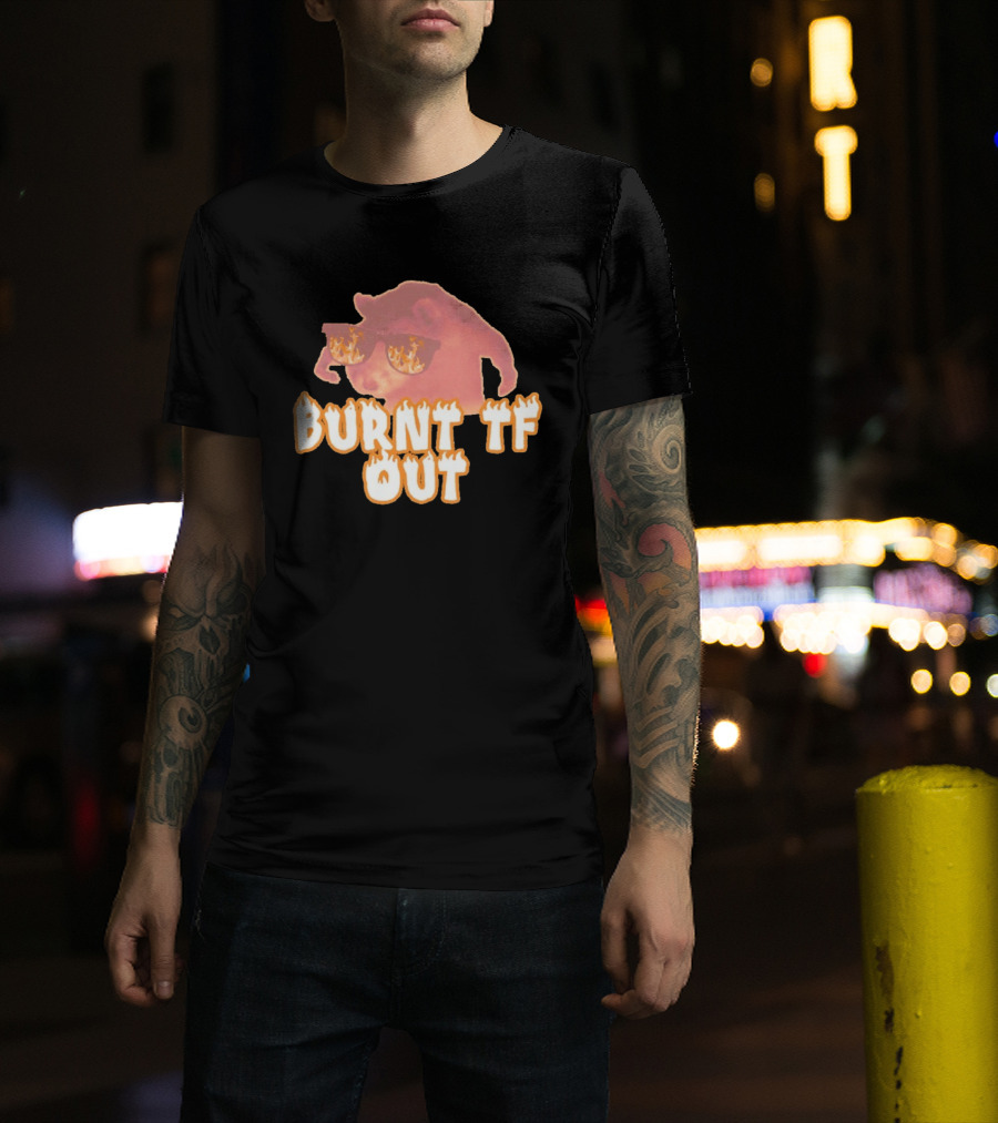 Burnt TF Out Flaming Sunglasses Meme Cat T-Shirt