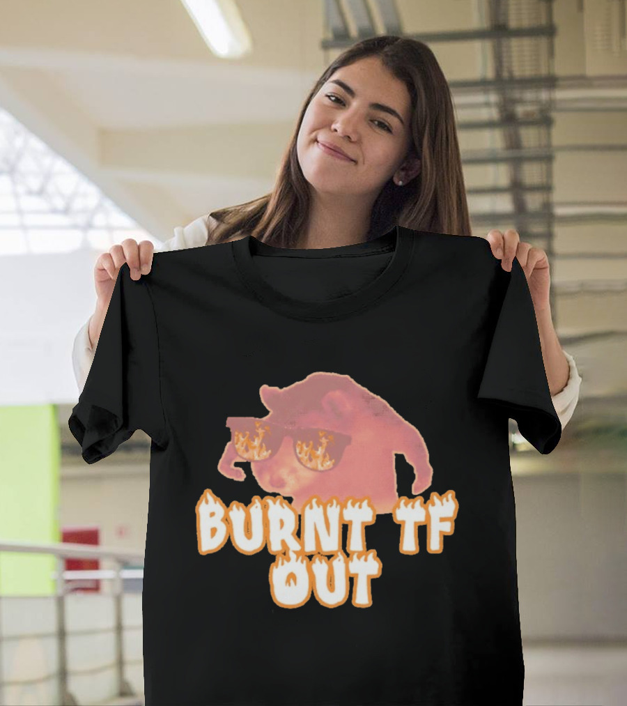 Burnt TF Out Flaming Sunglasses Meme Cat T-Shirt