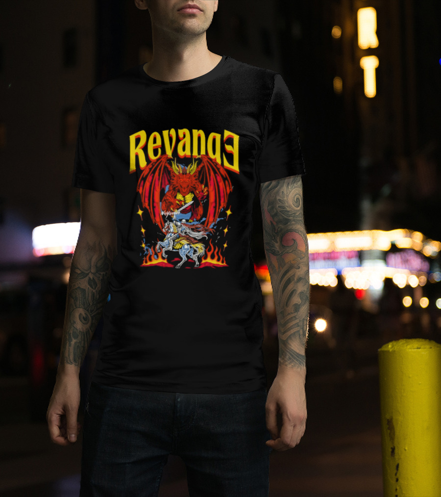 Revenge Dragon Knight Sword Fire Fantasy T-Shirt
