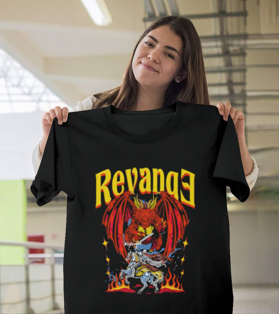 Revenge Dragon Knight Sword Fire Fantasy T-Shirt