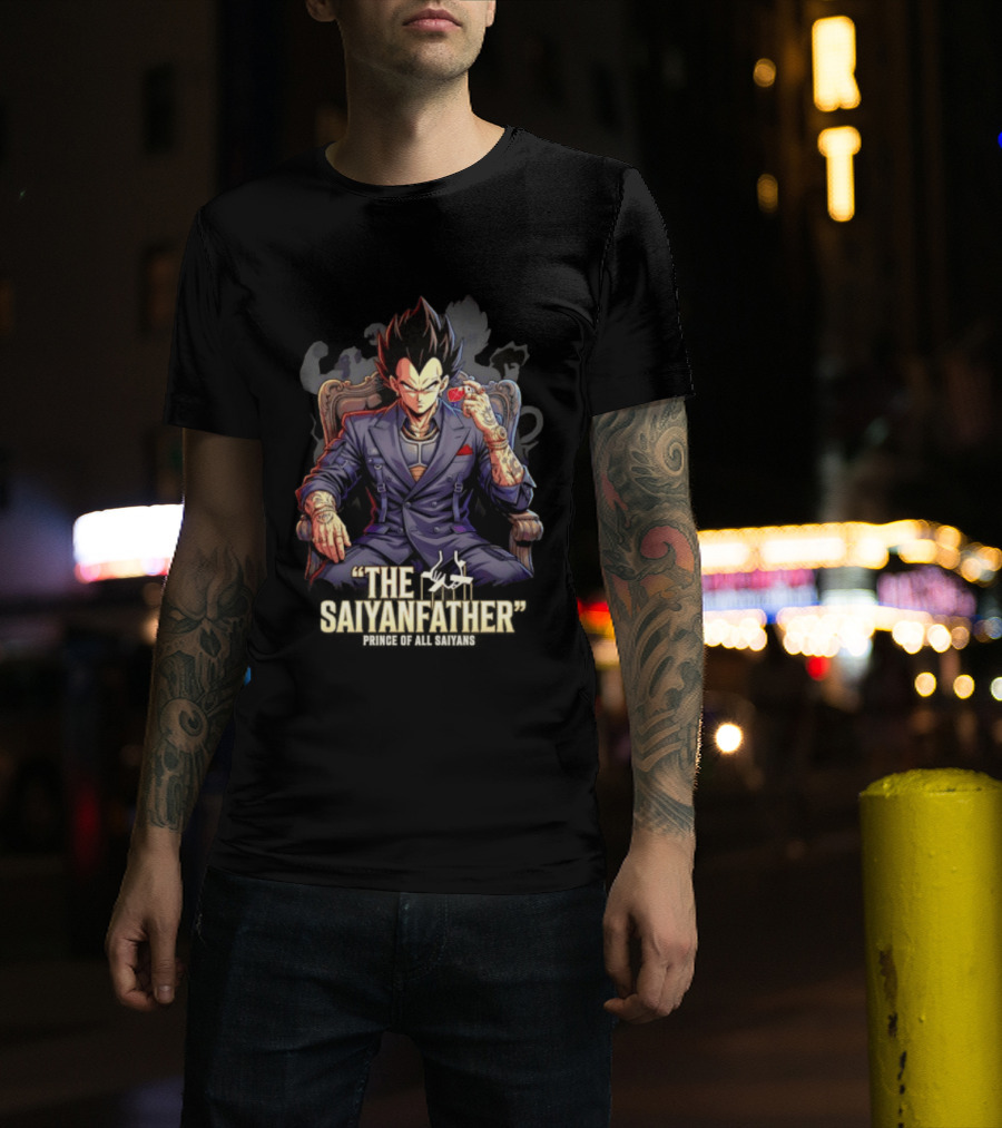 Vegeta The Saiyanfather Prince Of All Saiyans Mafia Style Anime Fusion T-Shirt