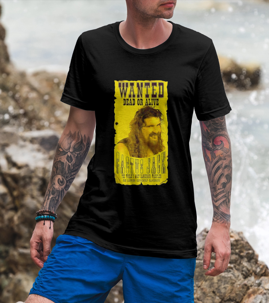Jamie Hayter Iconic Cactus Jack Wanted Dead Or Alive Yellow T-Shirt