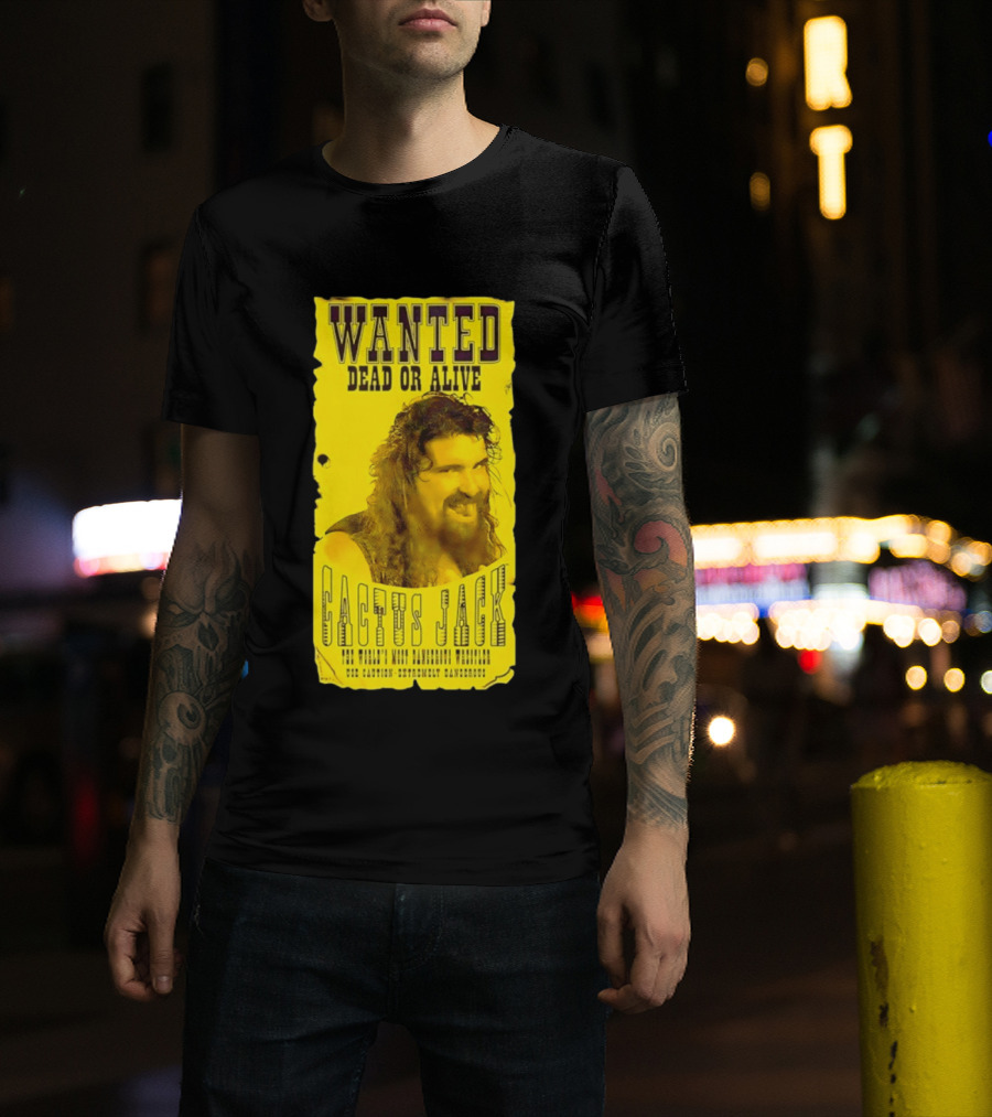 Jamie Hayter Iconic Cactus Jack Wanted Dead Or Alive Yellow T-Shirt