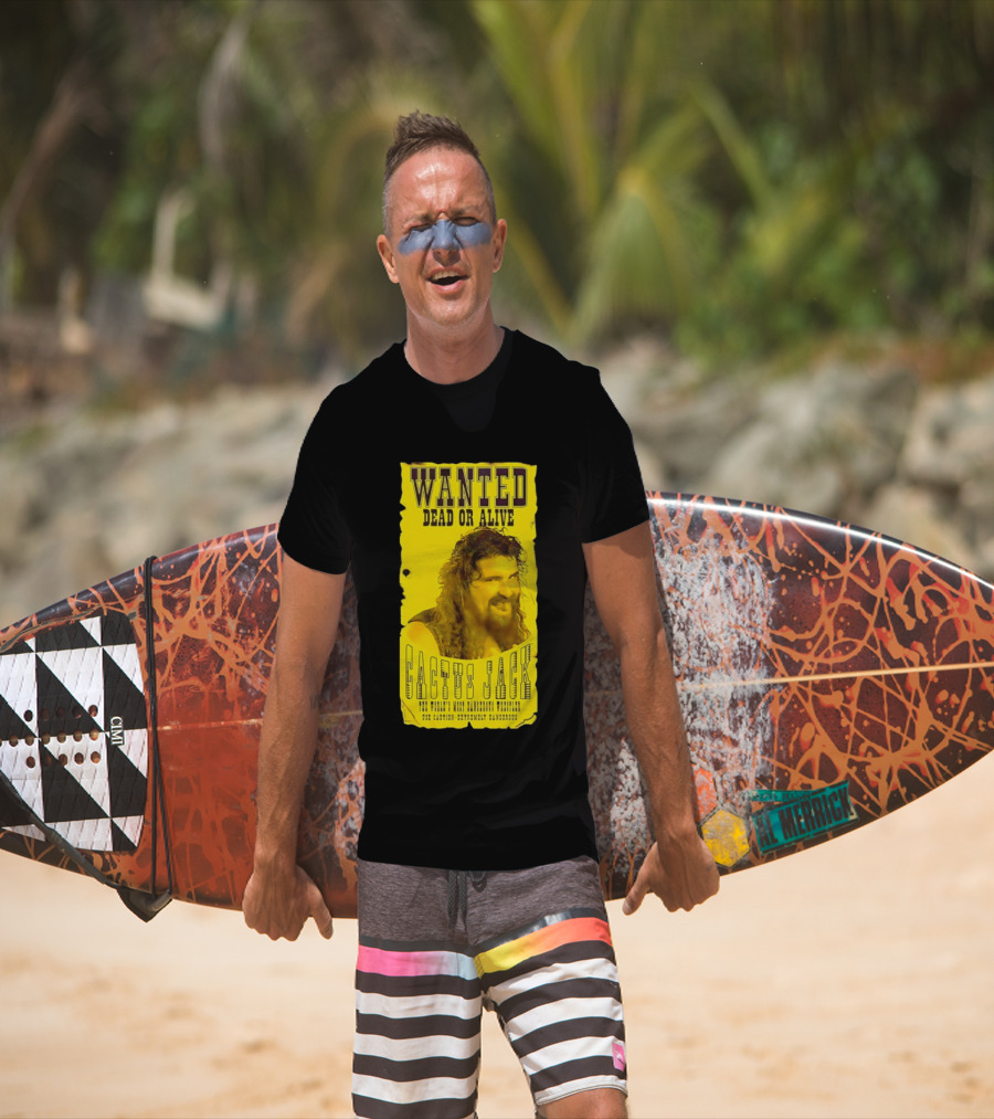 Jamie Hayter Iconic Cactus Jack Wanted Dead Or Alive Yellow T-Shirt