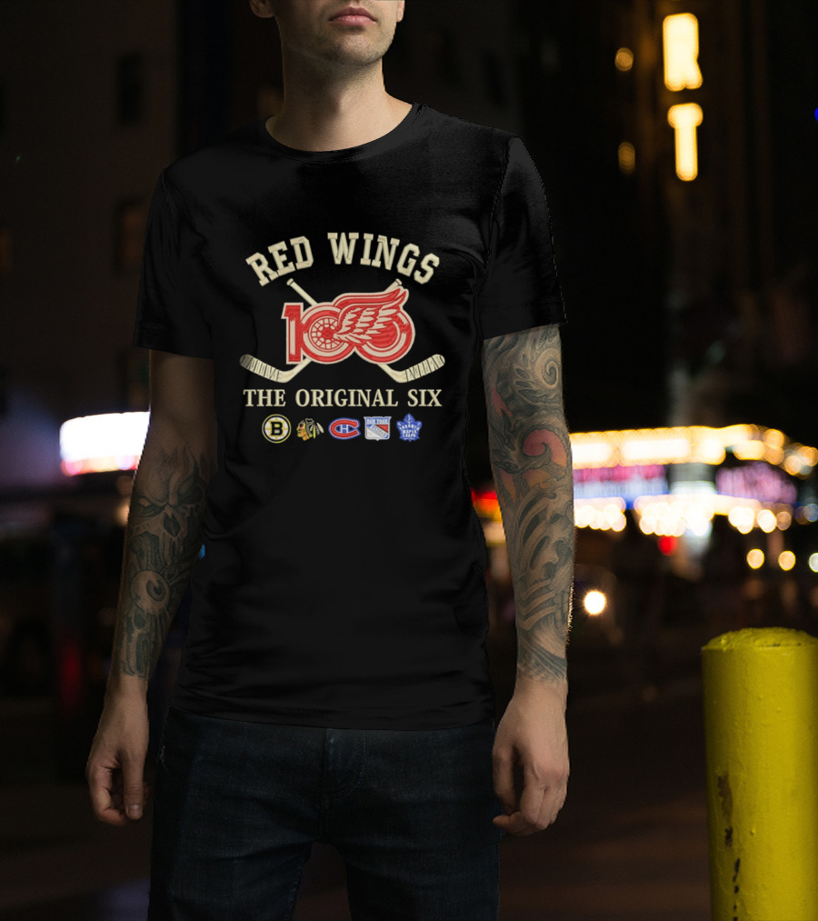 Red Wings 100 Anniversary The Original Six NHL Hockey Teams T-Shirt