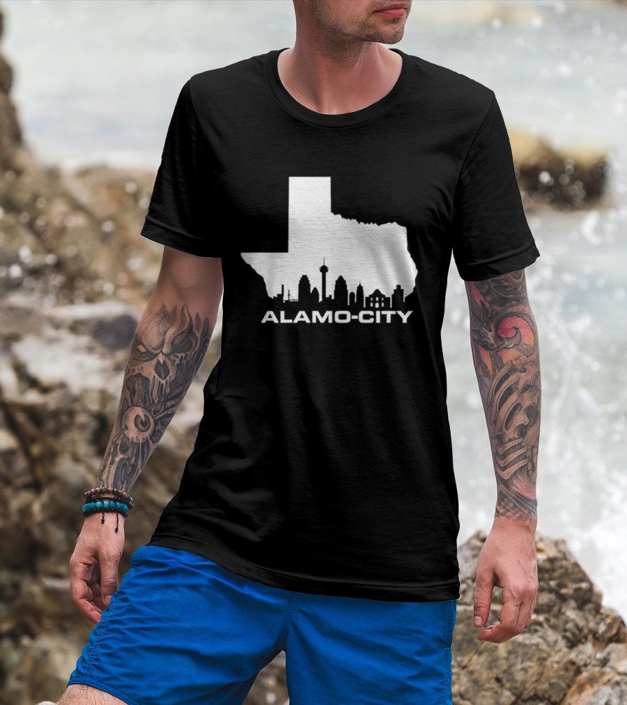 Alamo City San Antonio Skyline Texas Map T-Shirt