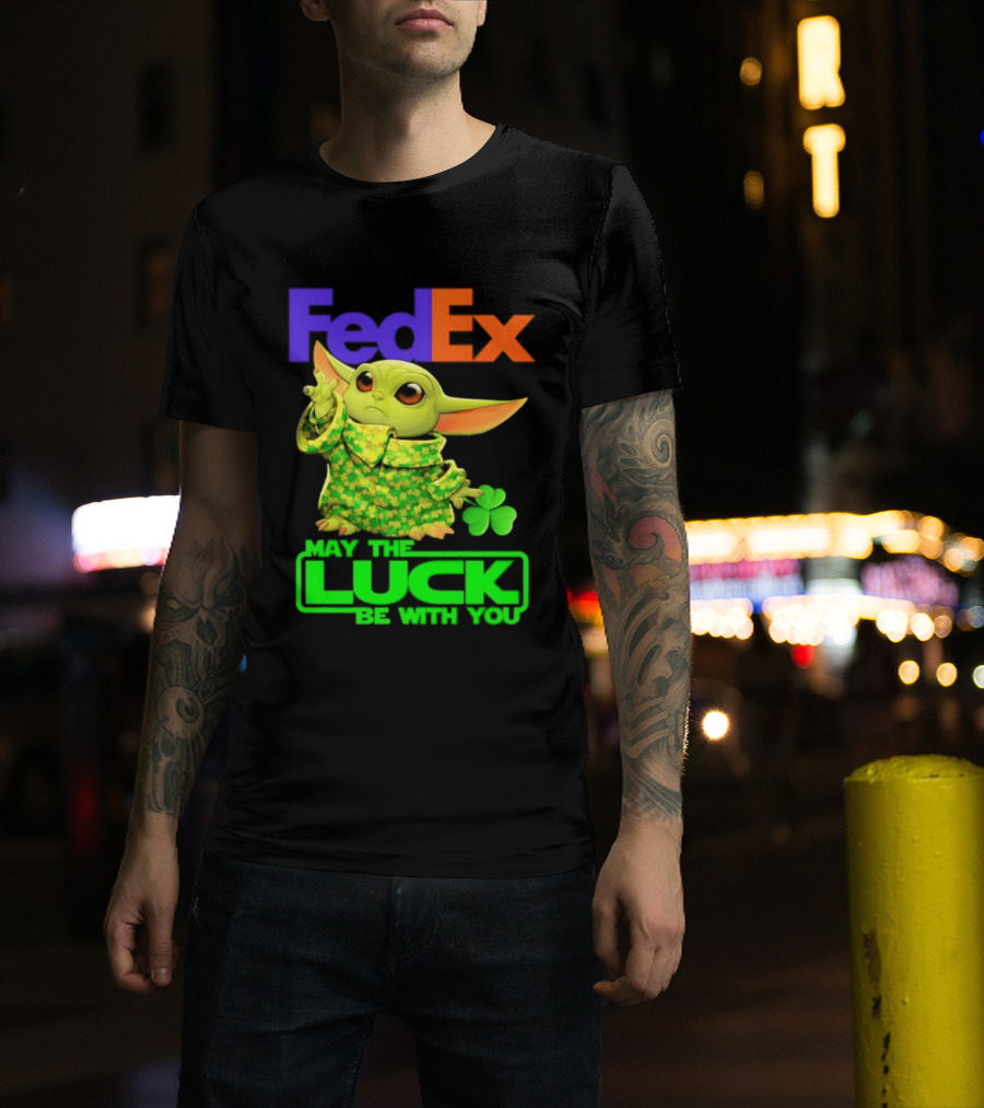 FedEx Baby Yoda May The Luck Be With You Clover T-Shirt