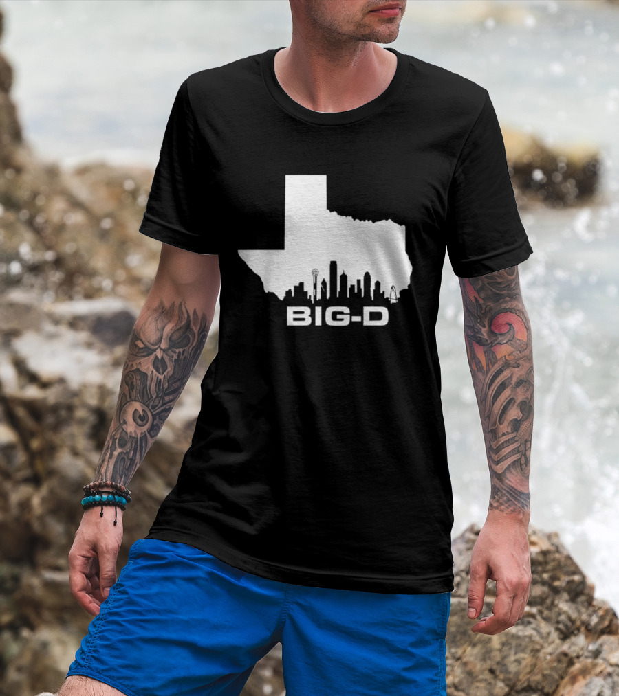 Big D Texas Outline Dallas City Skyline Map T-Shirt
