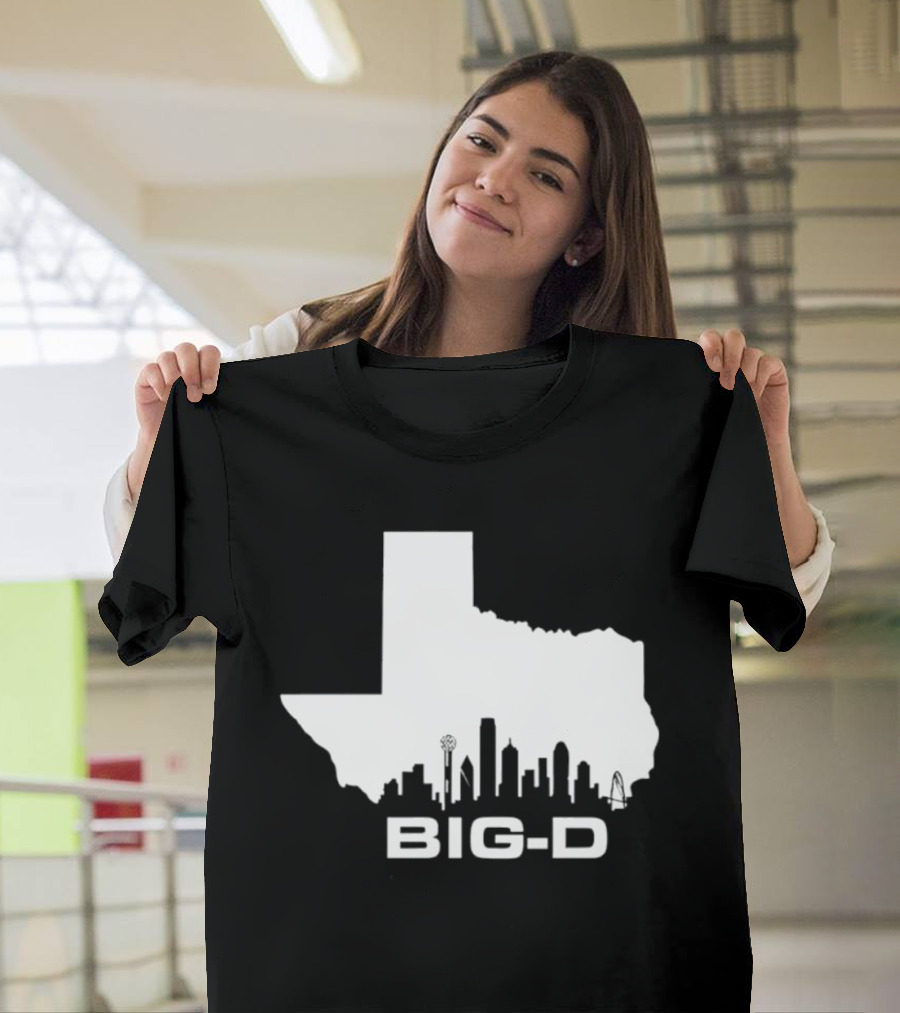 Big D Texas Outline Dallas City Skyline Map T-Shirt