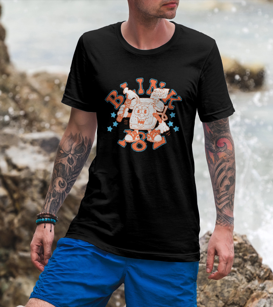 Blink 182 Ring Ring Cartoon Telephone Character With Stars T-Shirt