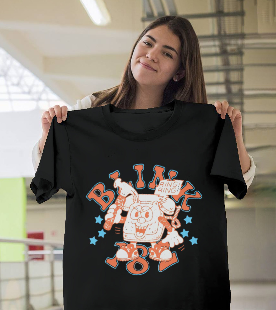 Blink 182 Ring Ring Cartoon Telephone Character With Stars T-Shirt