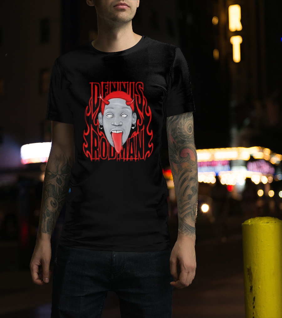Dennis Rodman Devil Chicago Bulls NBA Head T-Shirt