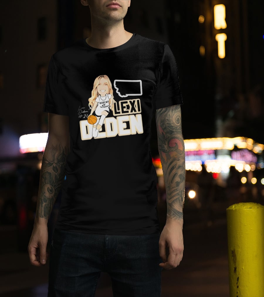 Lexi Deden 21 Bobcat Map Montana Player Caricature Basketball T-Shirt