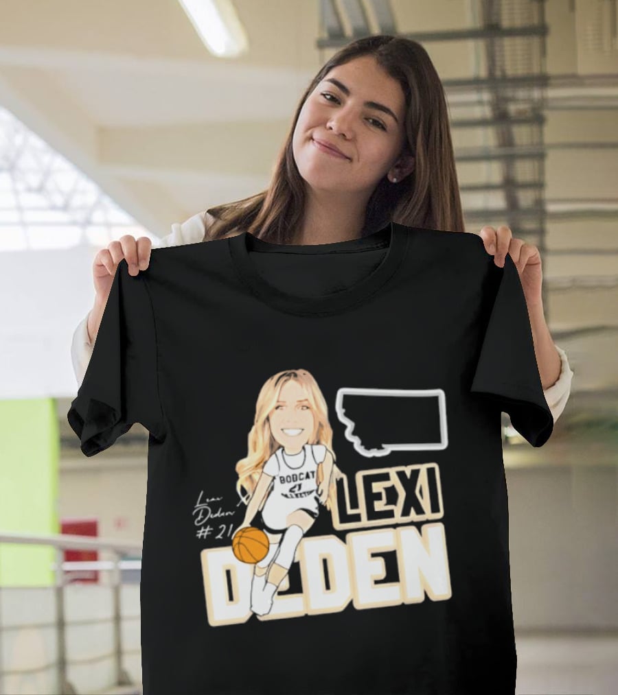 Lexi Deden 21 Bobcat Map Montana Player Caricature Basketball T-Shirt