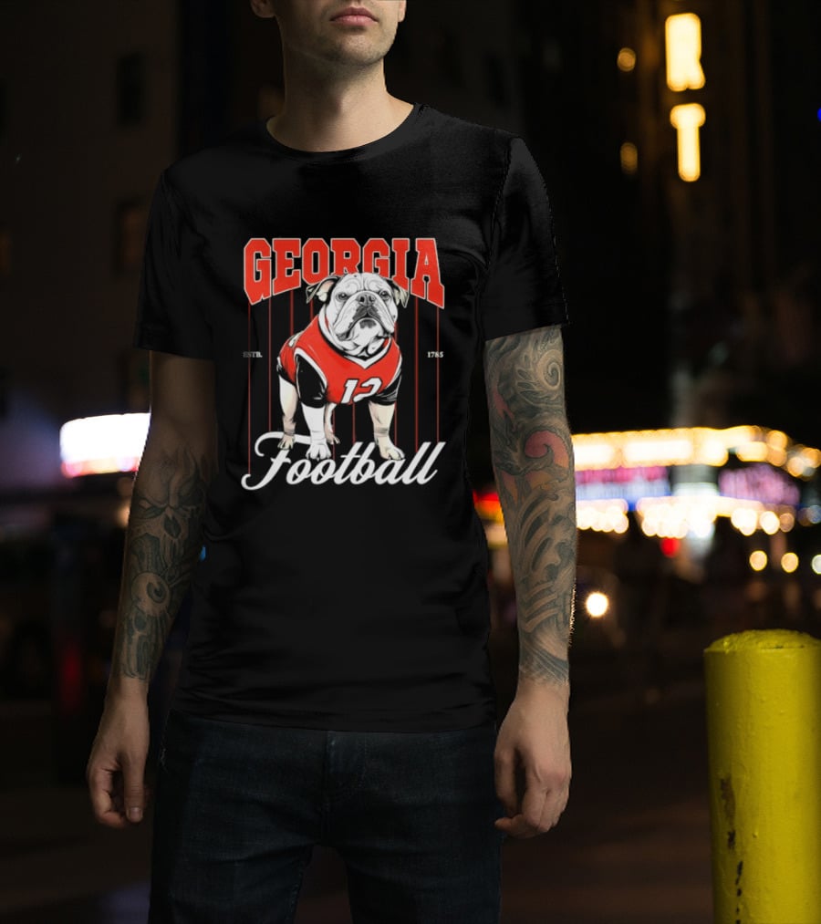 Georgia Bulldogs Football 1785 Bulldog Mascot Red Jersey T-Shirt