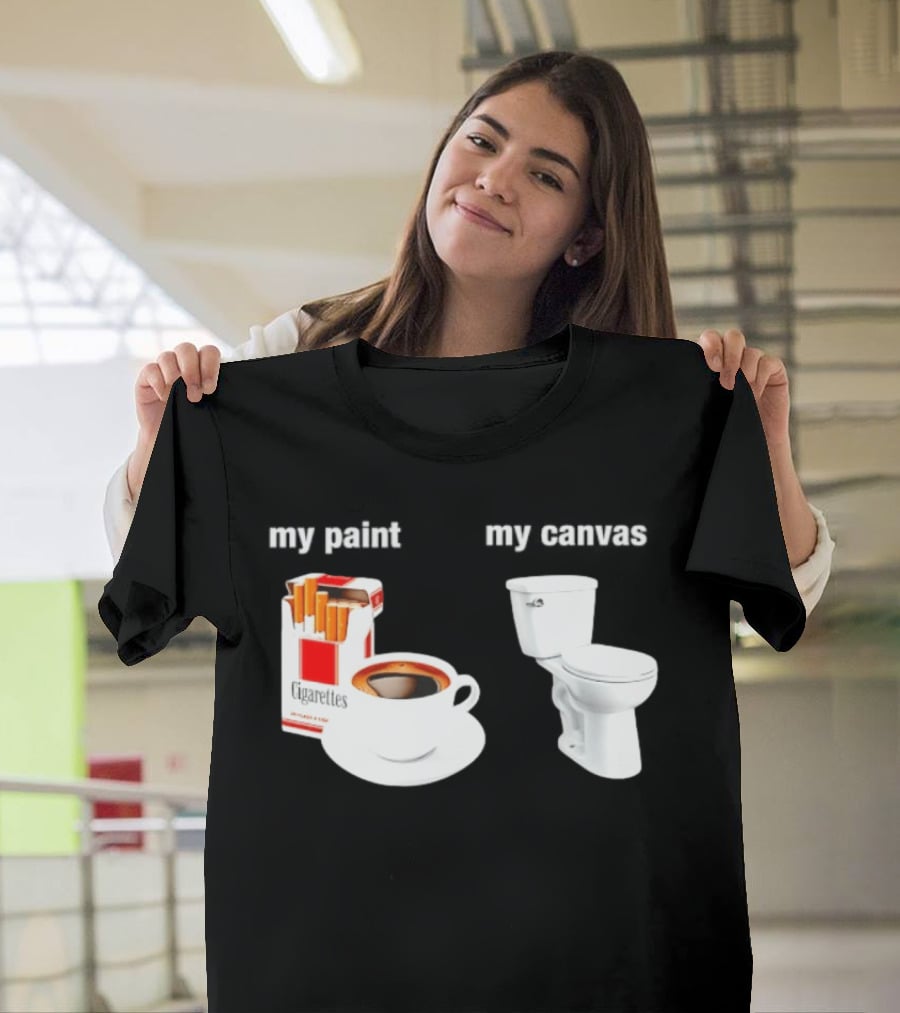 Cigarettes Coffee Toilet Funny Morning Routine T-Shirt