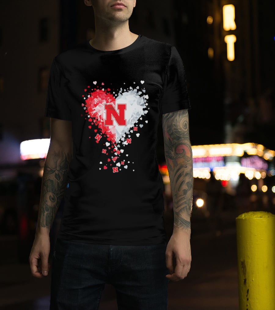 Nebraska Cornhuskers Heart Diamond Red N 2026 NCAA T-Shirt