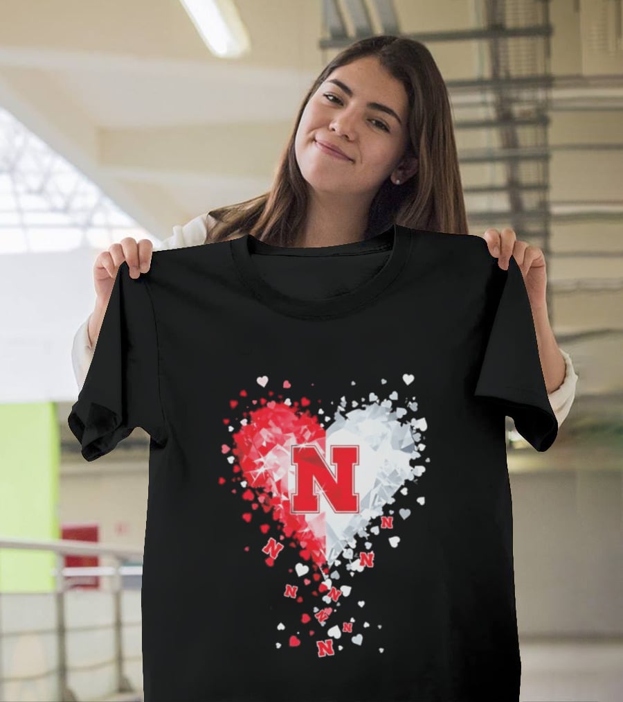 Nebraska Cornhuskers Heart Diamond Red N 2026 NCAA T-Shirt