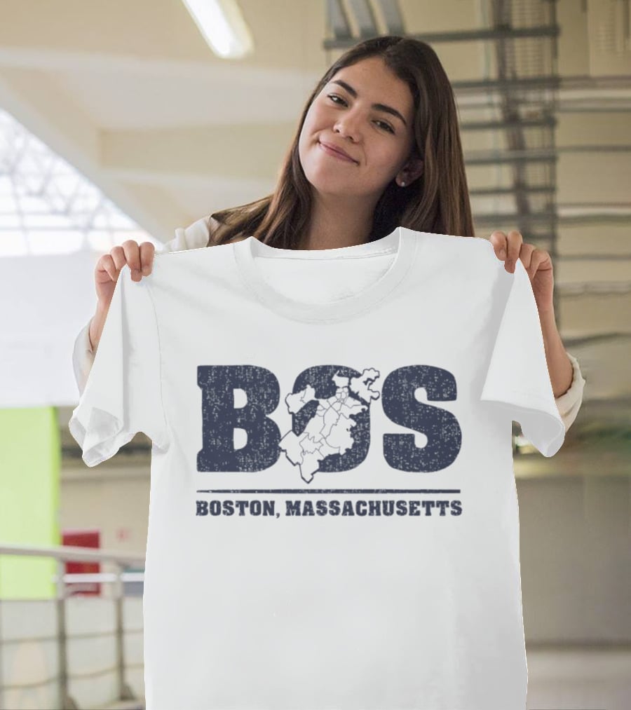 BOS Boston Massachusetts Neighborhoods Map T-Shirt
