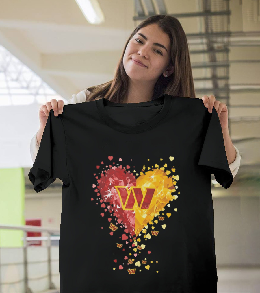 Washington Commanders Heart W Crystalized Chevron Burst T-Shirt
