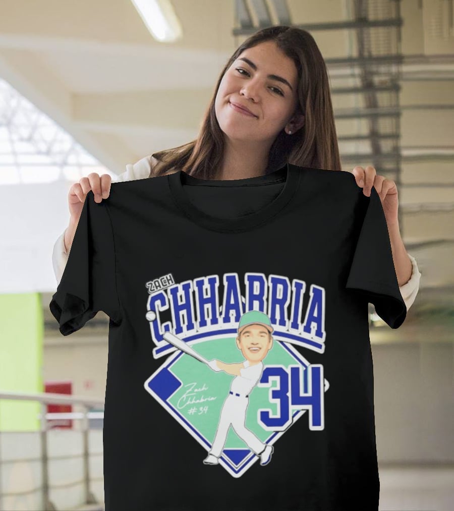 Chhabria 34 Drew University Athletics Baseball Caricature Zach Chhabria T-Shirt