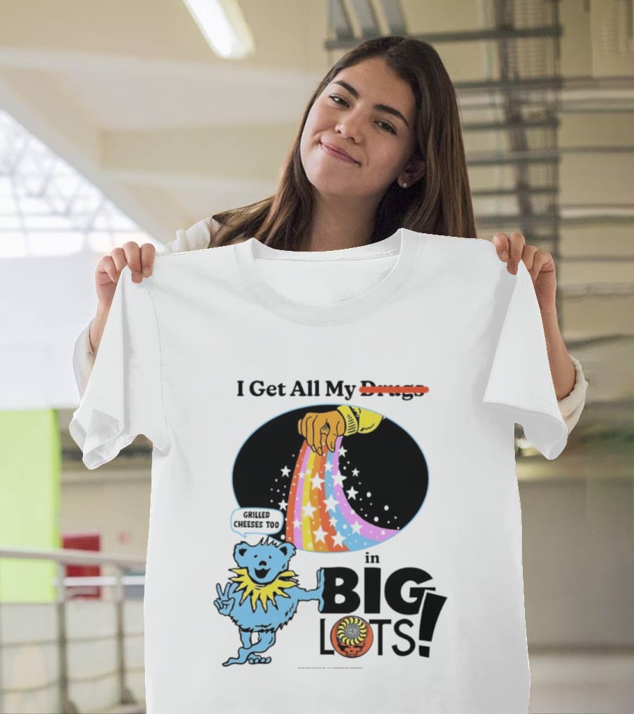 Big Lots Grilled Cheeses Too Grateful Dead Bear Rainbow Stars T-Shirt