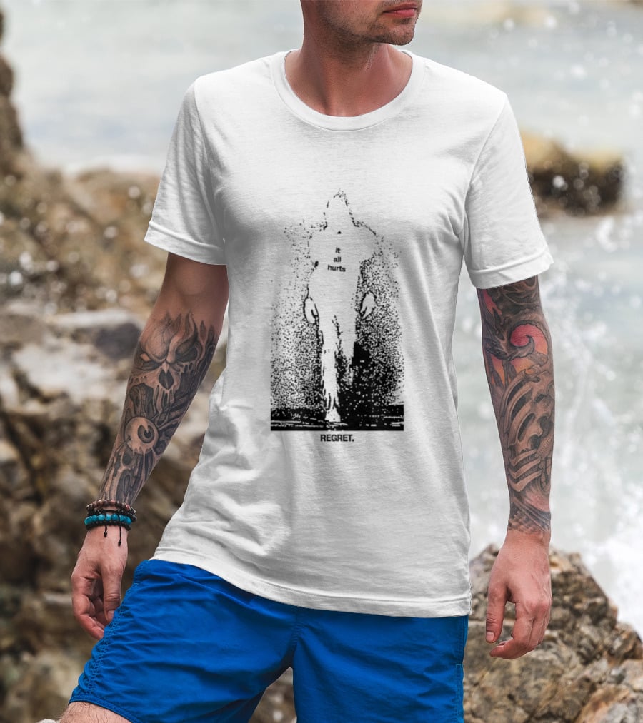 It All Hurts Regret Sadness Existential Skeleton Ghostly Figure T-Shirt