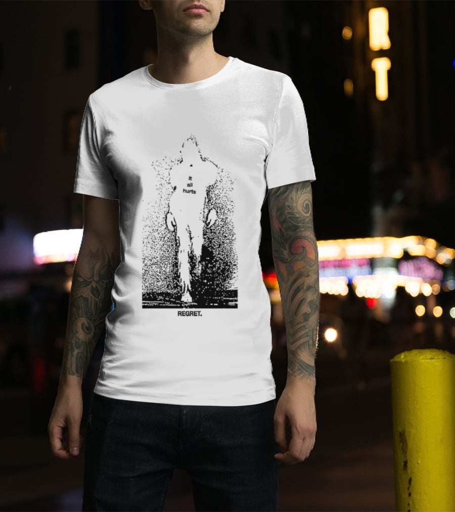 It All Hurts Regret Sadness Existential Skeleton Ghostly Figure T-Shirt