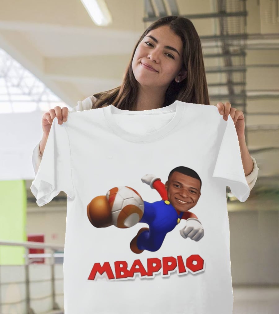 Kylian Mbappe Mbappio X Mario Meme Football T-Shirt