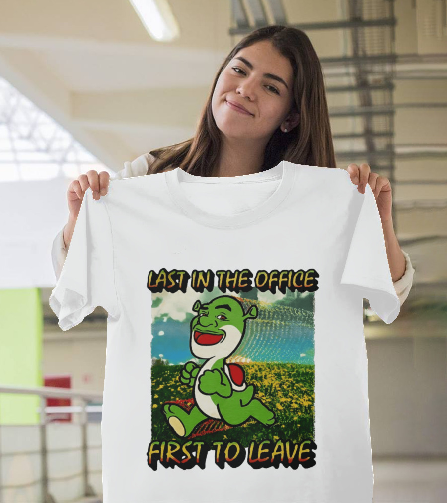 Last In The Office First To Leave Shrek Yoshi Humor T-Shirt