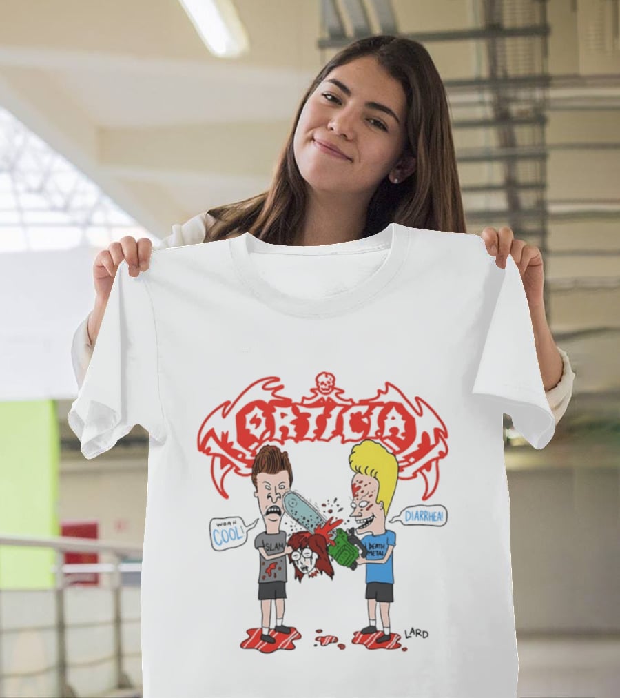 Morticia Beavis And Butt Head Chainsaw Cool Death Metal Slam T-Shirt
