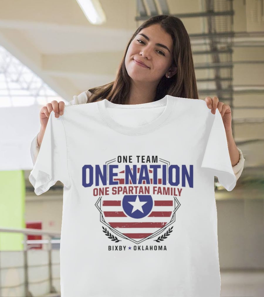 One Team One Nation One Spartan Family Bixby Oklahoma Star Shield T-Shirt