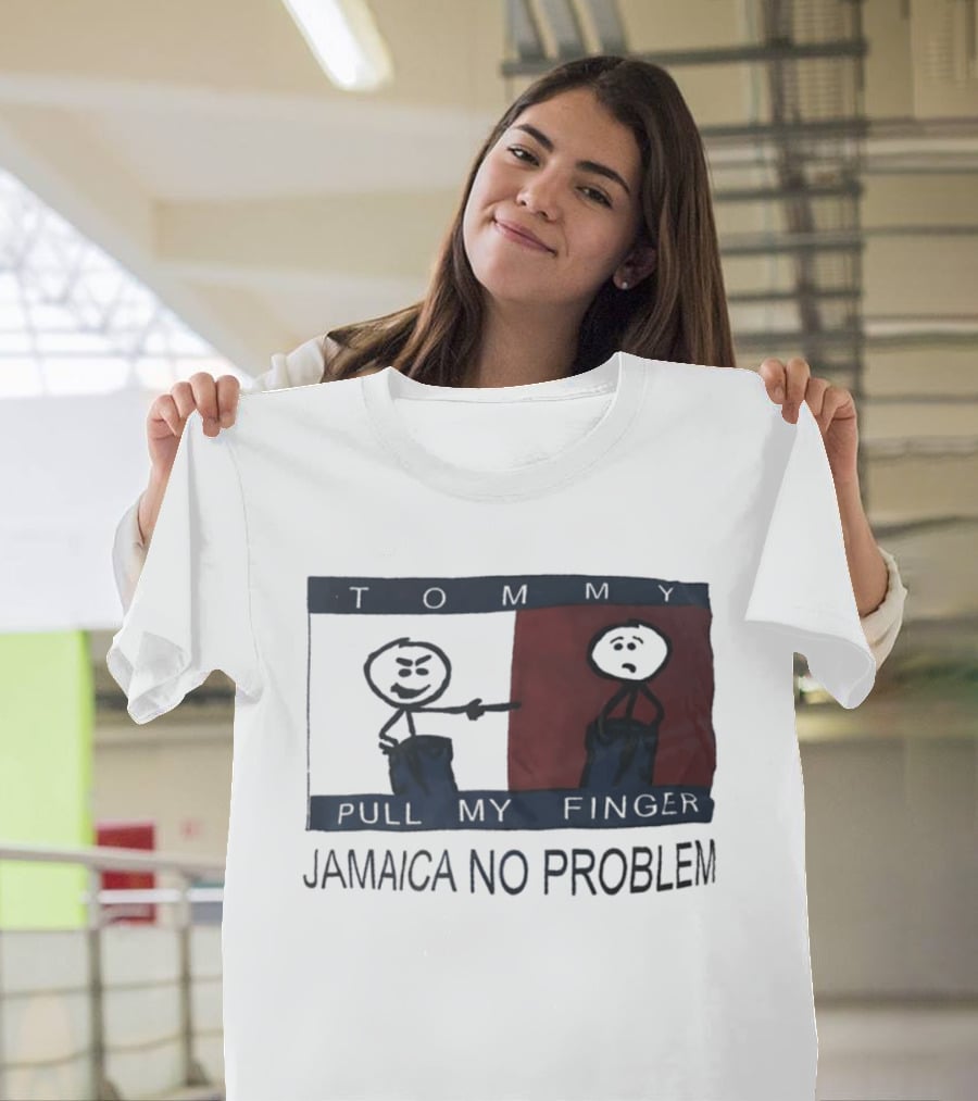 Tommy Pull My Finger Jamaica No Problem Stick Figure Comedy T-Shirt